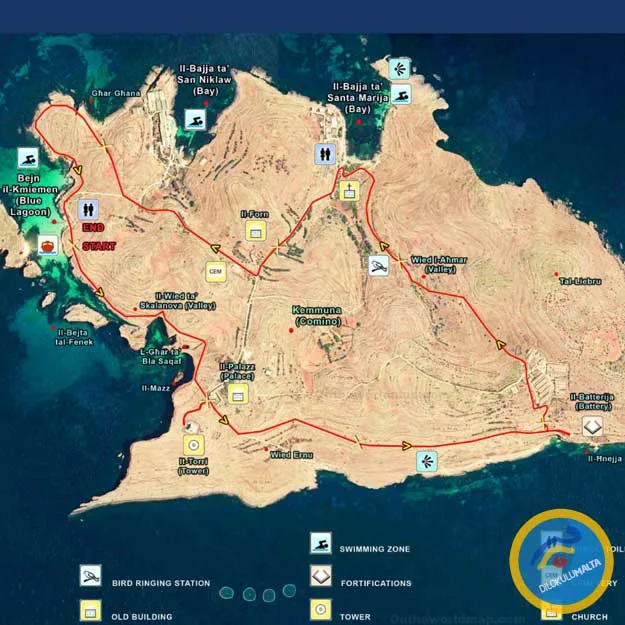 comino adasi yuruyus yolu haritasi k