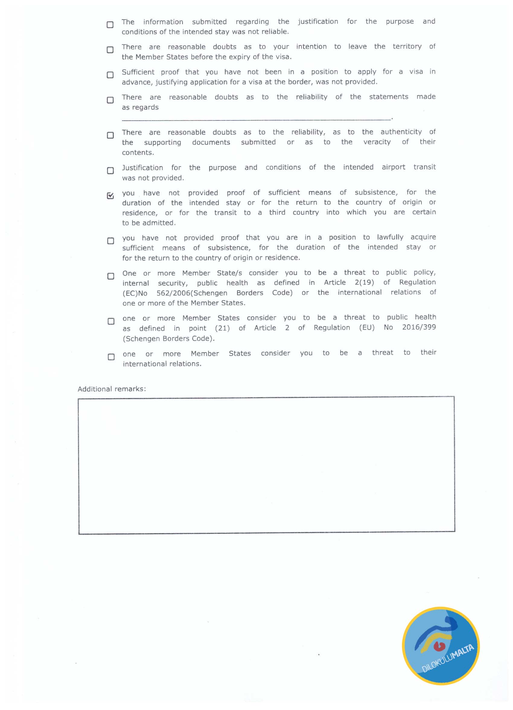 Malta Vize Red Mektubu Örneği Sayfa 2